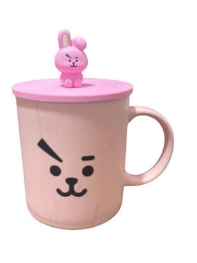 BT21 COOKY Character Cute Ceramic Travel Coffee Mug Cup with Silicone Lid